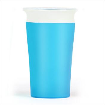 1PC 360 Degree Can Be Rotated Cup Baby Learning Drinking Cup LeakProof Child Water Cup Bottle 260ML: No Handle Blue