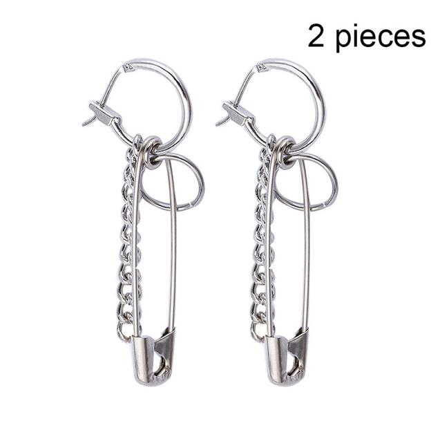 Gothic Punk Stil Band Übertreibung Stift Anhänger Ohrringe Tibetischen Silber Clip Unise e mädchen junge Schmuckstück Für Party ästhetische zubehör: 2 stücke