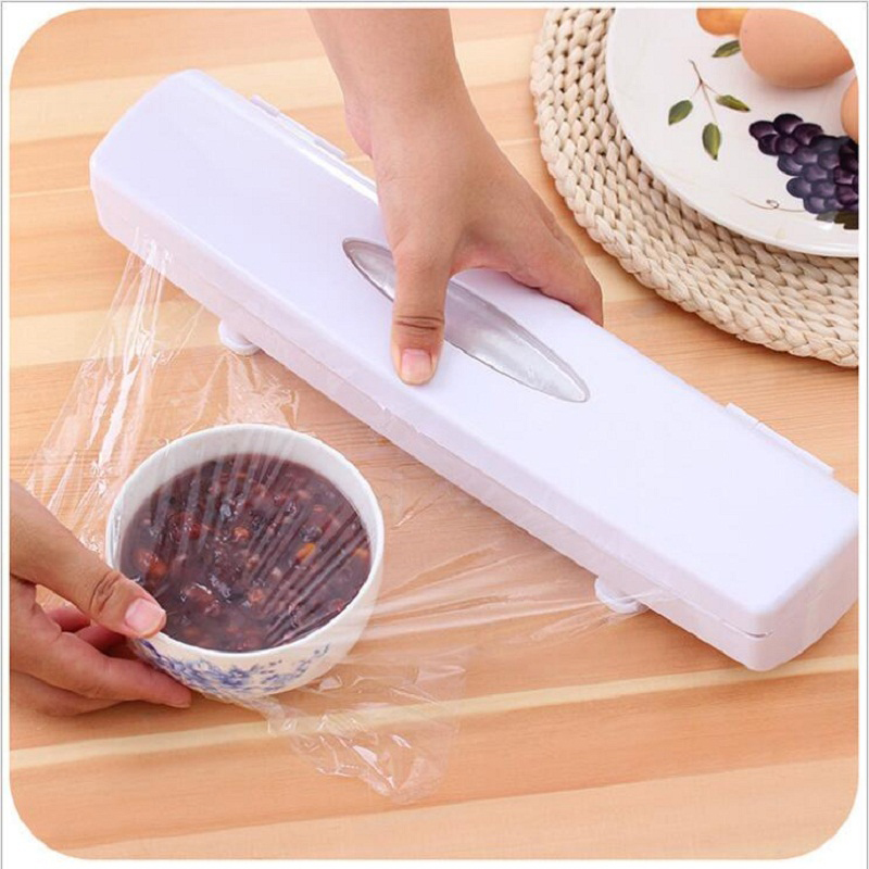 Wraptastic plastfolie cutter konserveringsmiddel madvaccum til folie klamrer sig køkkentilbehør skræmmende køkkentilbehør gadget