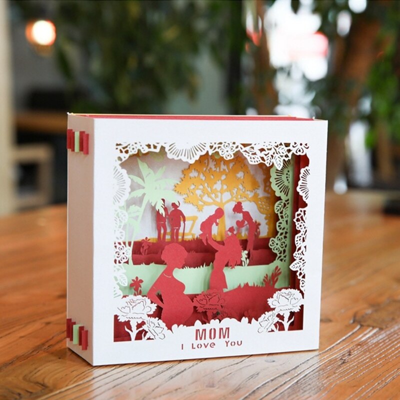 Mother's Day Greeting Cards 3D Pop Up I Love Mom Birthday Christmas Mother's Day