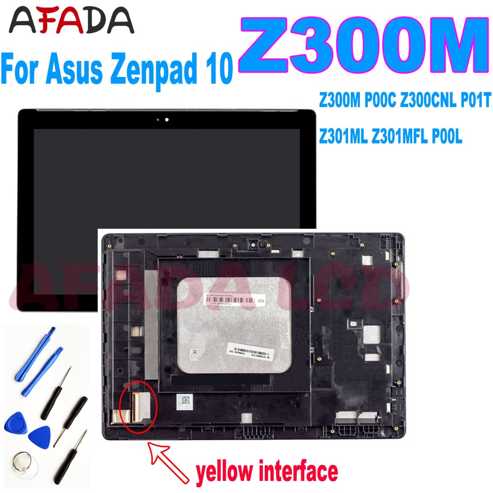 Aaa + para asus zenpad 10 z300 z300m p00c z300cnl p01t z301ml z301mfl p00l lcd screen display toque digitador assembléia com quadro