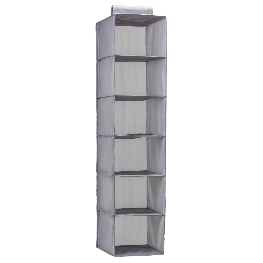 10-Tier Space-Saving Oxford Fabric Closet Hanging Shelf Organizer Collapsible Clothing Shoe Storage Box Holder: 6 tiers