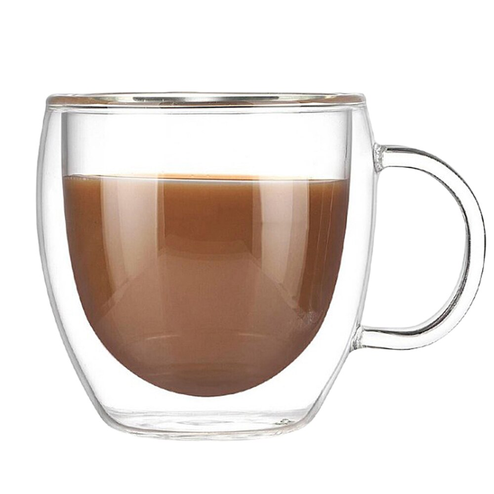 200ml dubbelwandige glazen koffie- en theekopjes, hittebestendig dubbellaags glas + handvat