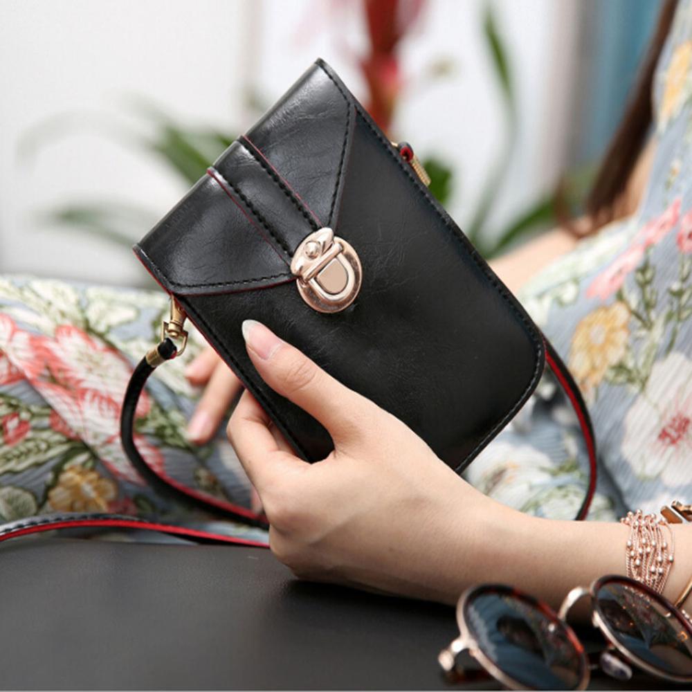 Eenvoudige flap schoudertas van pu leer pure kleur mini messenger borsttas crossbody handtassen bolsos mujer de marca famosa: Zwart