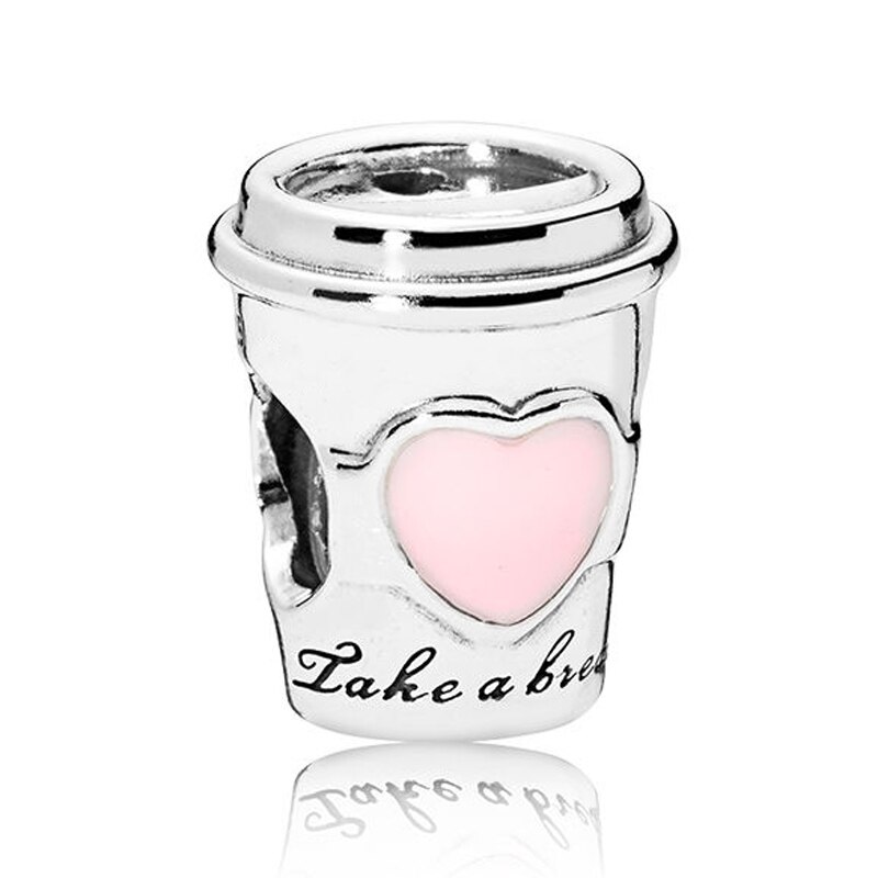 Koffie Drinken Kerst Trein Reuzenrad Oversized Brilliant Bow Woord Liefde Kralen 925 Zilveren Bedel Fit Armband Diy Sieraden