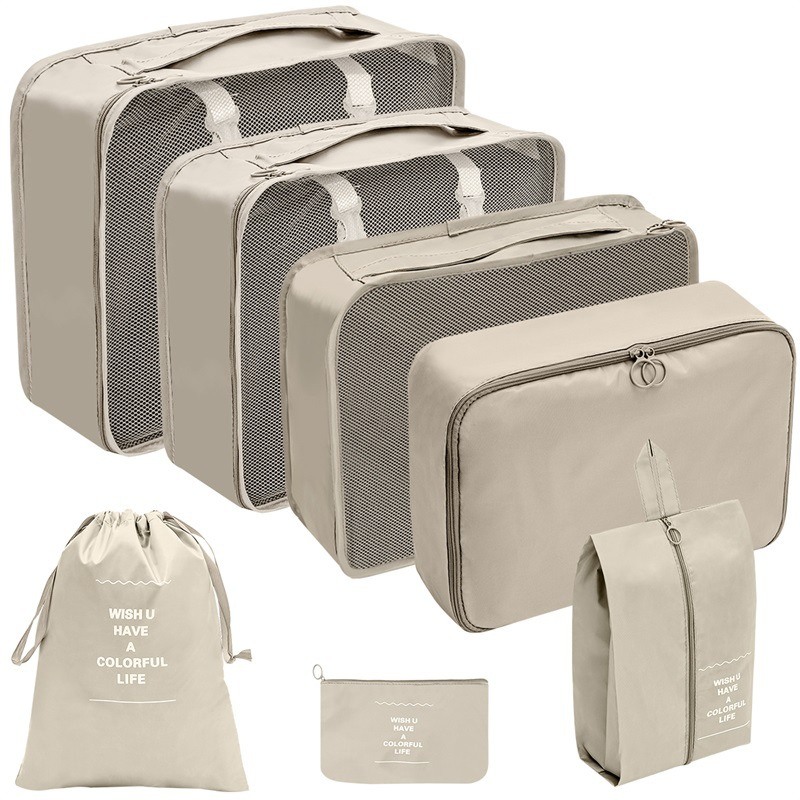 Bags for Travel Luggage Organizer Waterproof Wash Bag Clothes Bags Accessories Suitcase Organizer Storage 7/8PCS Organizer: Dark Khaki