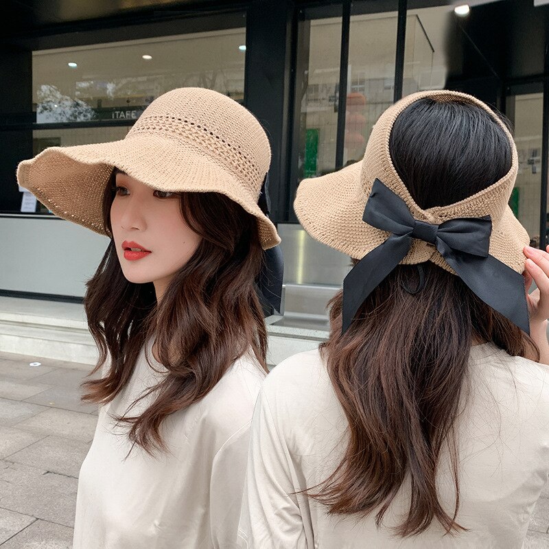 Canze Vrouwen Zomer Koreaanse Strooien Hoed Zon Bescherming Naked Top Zonnehoed Outdoor Strand Fisher Zonnehoed