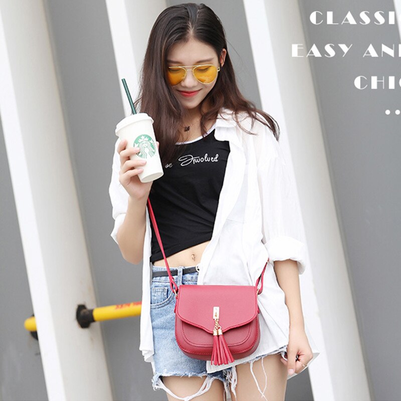 Mini saco crossbody para as mulheres borla designer moda bolsas de couro do plutônio saco mensageiro senhoras aleta quadrado telefone ombro pacote