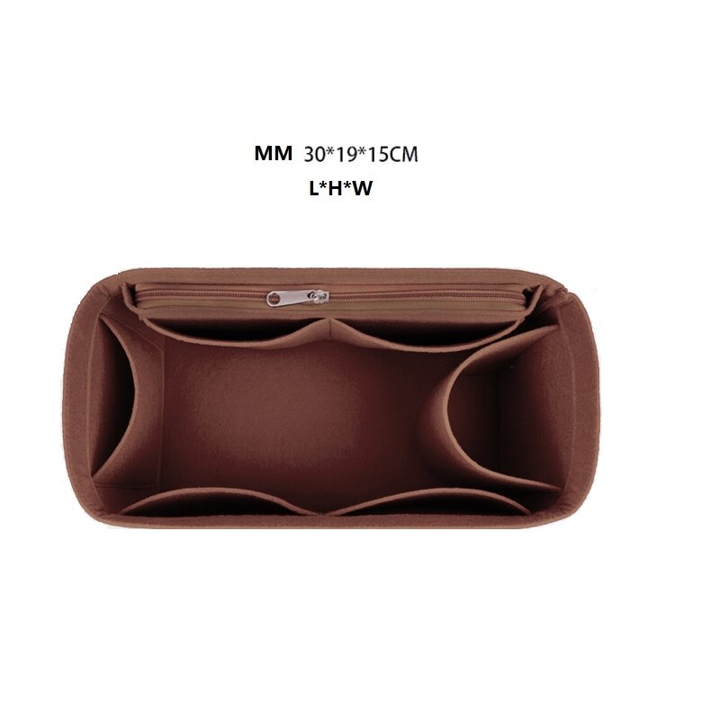 Fits for NEVERFULL PM MM GM Tote Felt Cloth Insert Bag Organizer Makeup Handbag Organizer Travel Inner Mommy Cosmetic Bags: coffee for MM