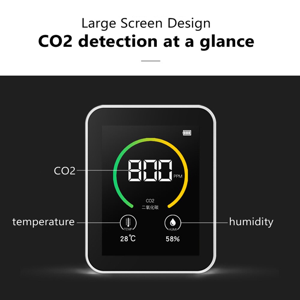 Carbon Dioxide CO2 Detector CO2 tester Gas Concentration Content Color Screen TFT Intelligent Air Tester detector co2