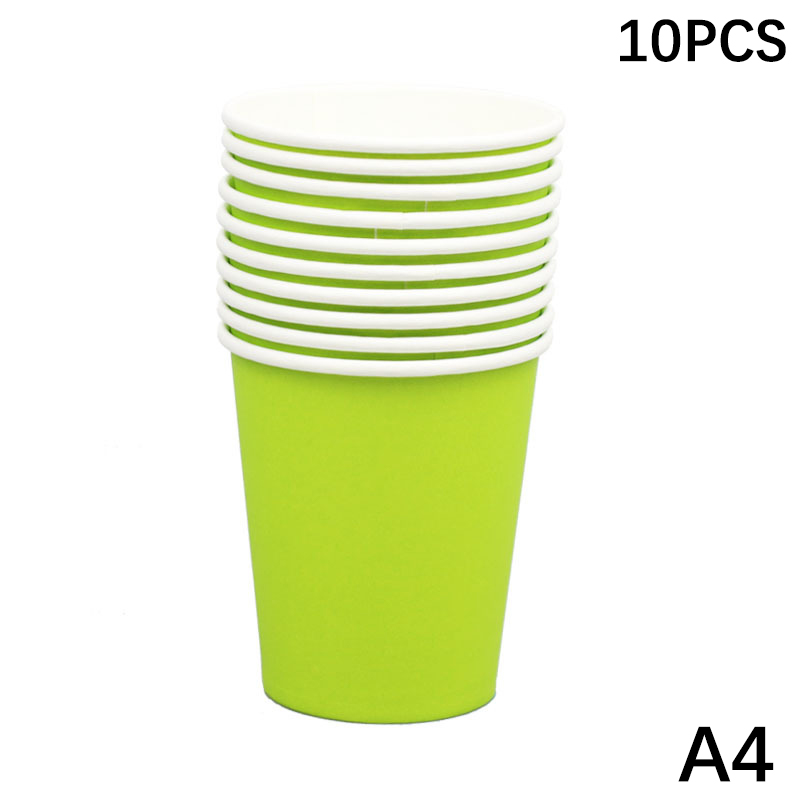 10 stk. 9oz/250ml ensfarvede tykke papkrus engangskop bryllup fødselsdagsfest engangsservice engangs papkrussæt: Myntegrøn