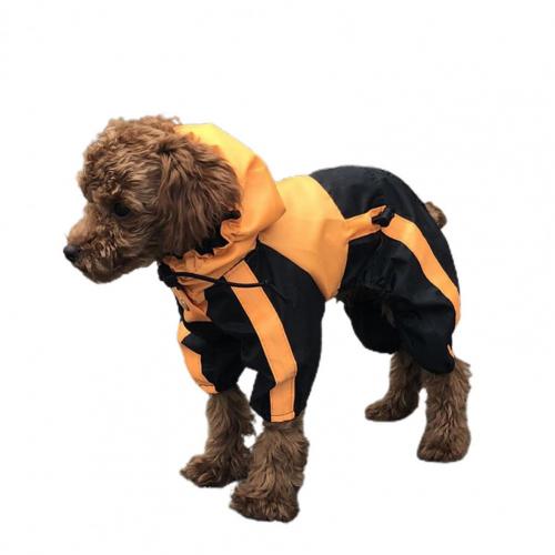 Pet Raincoat Hooded Breathable Waterproof Dog Four-legged Raincoat for Outdoor Dog Raincoat Jumpsuit Reflective Rain Coat: Tangerine / XS