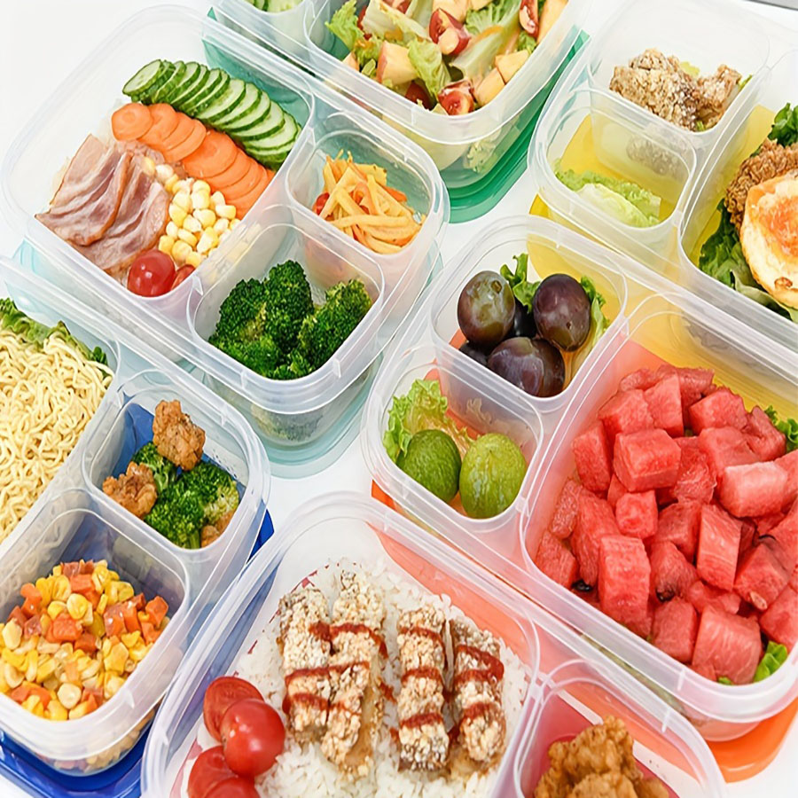 Fiambreras apilables originales, recipientes de comida reutilizables de 3 compartimentos para niños y adultos, fiambrera Bento para trabajo de comida, 4 Uds.