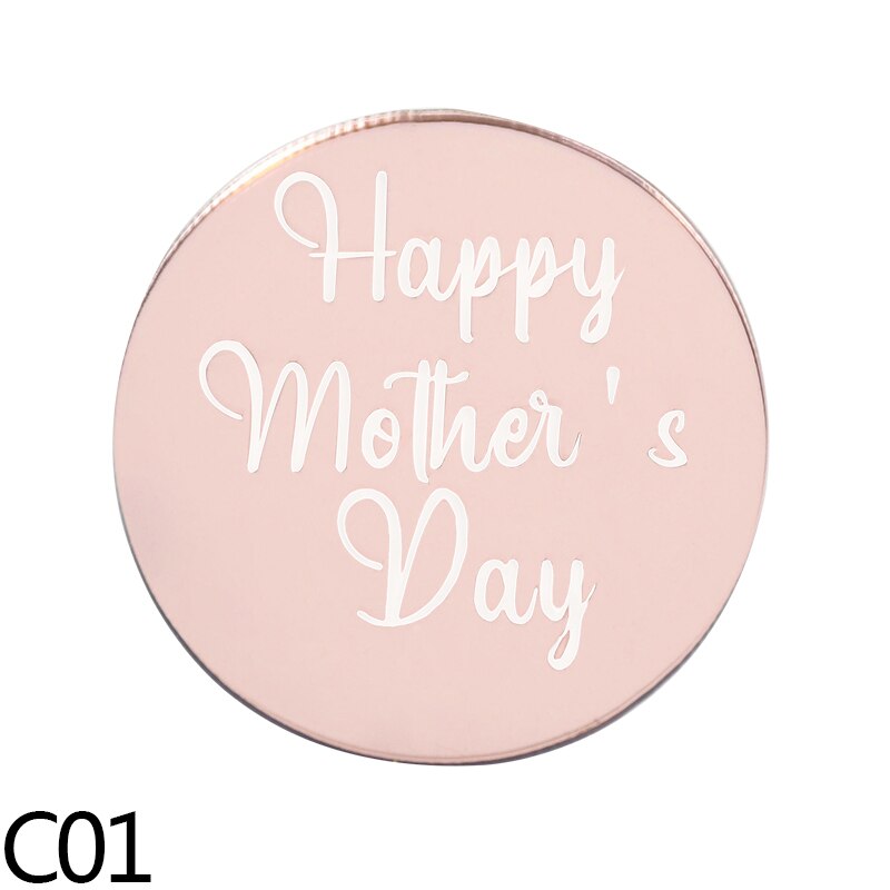 10Pcs Gelukkige Moederdag Cupcake Topper Spiegel Ronde Acryl Verjaardag Vaderdag Cake Dessert Bakken Party Decoratie Benodigdheden: Mother-Rose Gold