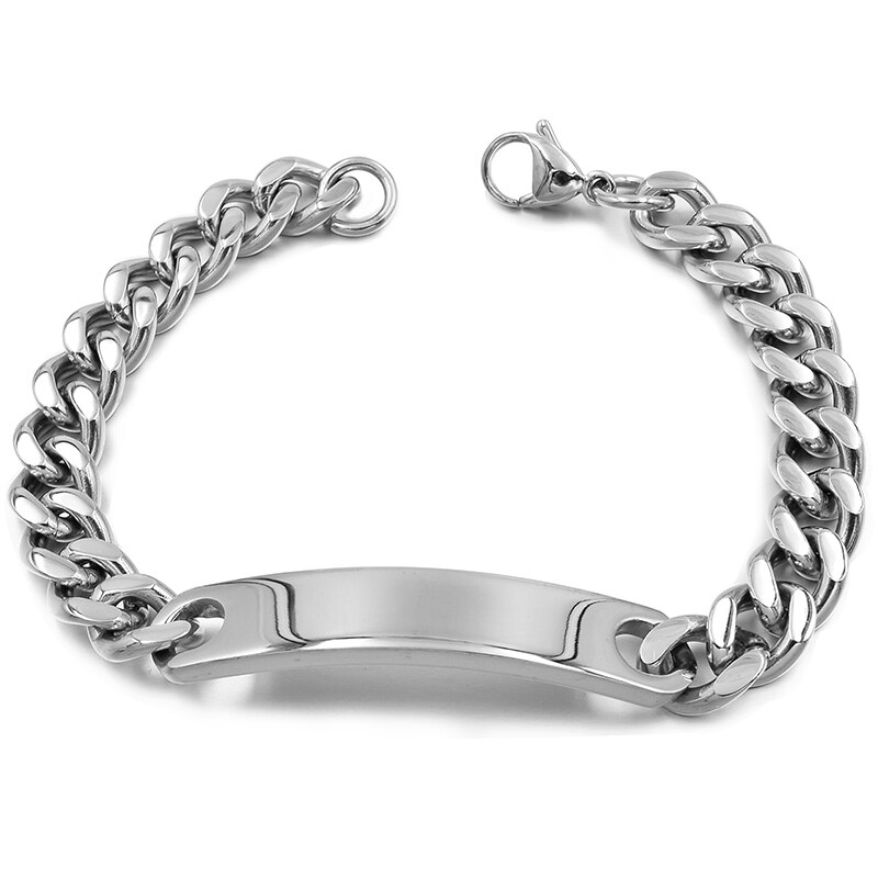 ATGO ID Bracelet 316L Stainless Steel Best Friends Men Retail Punk Rock Hip Hop BB001: Silver