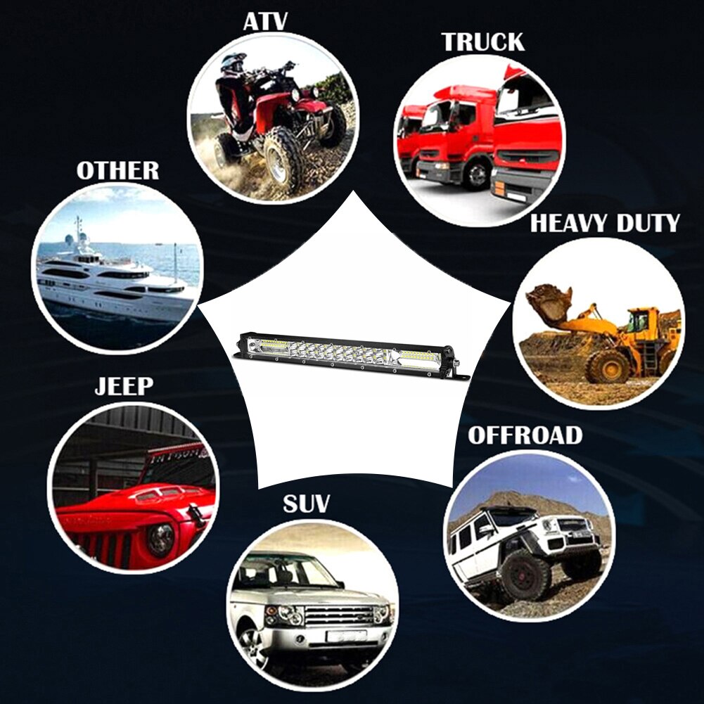 13" 20" Ultra Slim LED Light Bar Dual Row Spot Flood Combo Fog offroad Light Universal Car Accessories