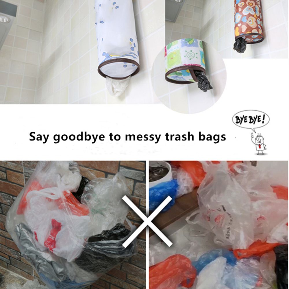 Storage Organization Trash Hanging Bag Kitchen Organizer Grocery Bag Holder Plastic Bag Dispenser Wall Mount Storage