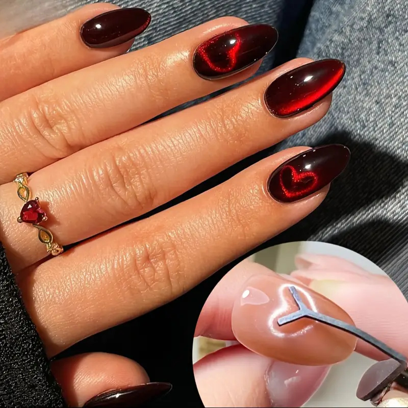 Juego de imanes de ojo de gato para uñas en forma de corazón, herramienta para uñas, Clip de papel especial, combinación de barra magnética de alambre, 2/3 Uds.