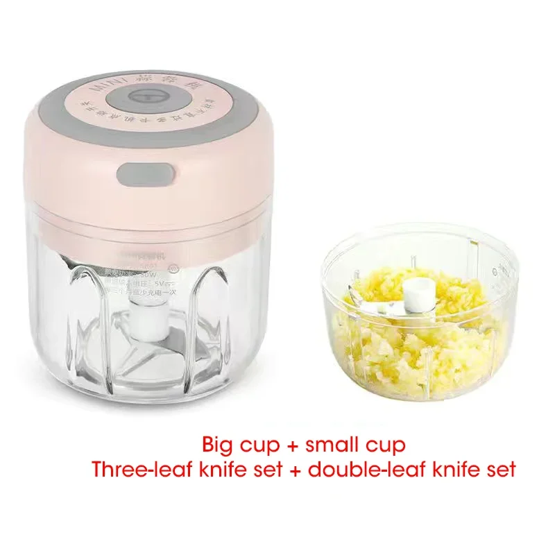 300ML elektryczny rozdrabniacz do czosnku USB ładowanie żywności warzywa mięso kruszarka ze stali nierdzewnej Mini Chili czosnek Masher gadżety kuchenne: Ciemnoniebieski