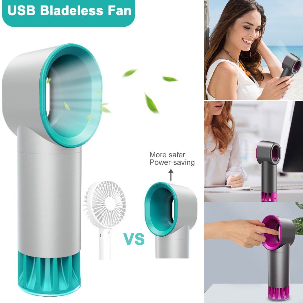 Mini fläkt fläkt handhållen bladlös fläkt luftkylare usb laddningsbar med led ljus display bärbar kylfläkt för utomhusbruk
