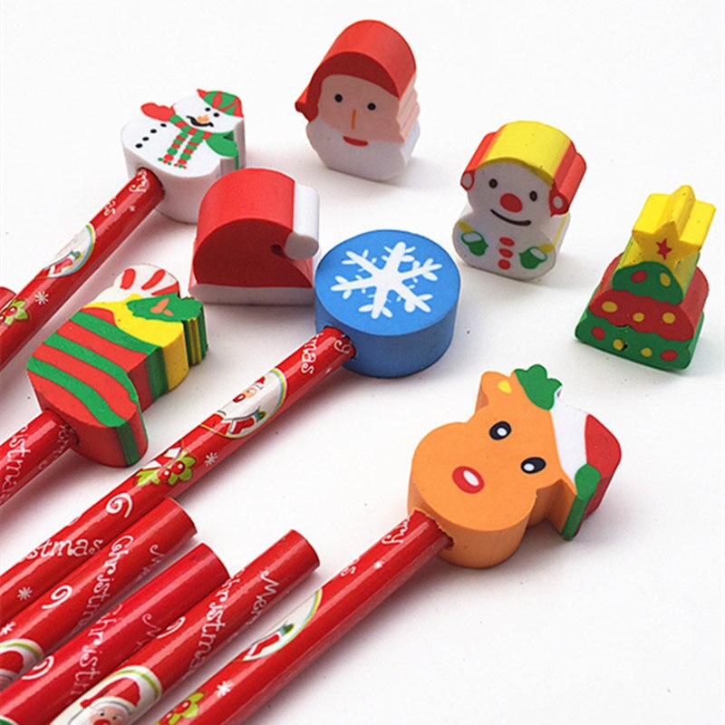 8Stck Kreative Weihnachten Bleistift Schreibwaren Weihnachten Bleistift Radiergummi einstellen Weihnachten Schüler Art Büro &Ampere; Schule Liefert