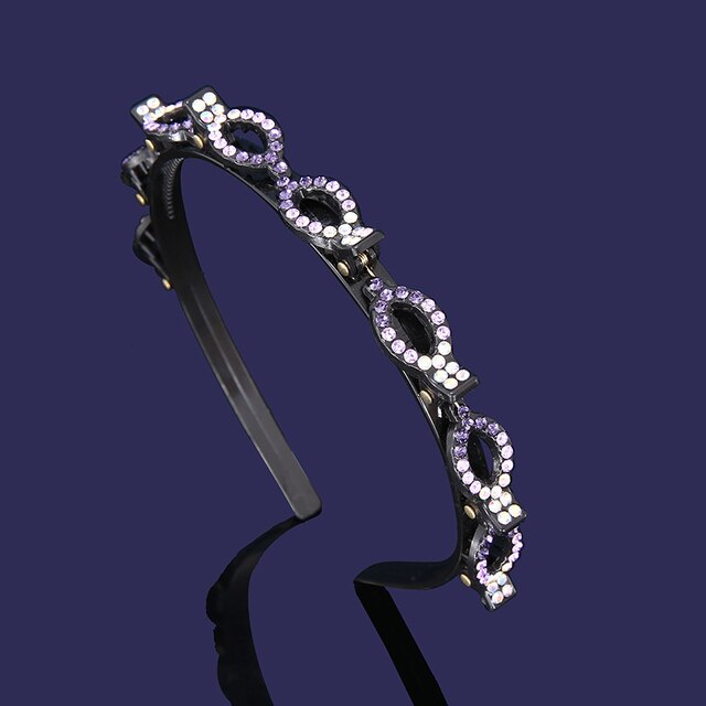 Bandas para el pelo de doble capa para mujer, bandana de pelo antideslizante hecha a mano con Clip de perlas, diadema trenzada de plástico a la , horquilla para peinado: style5