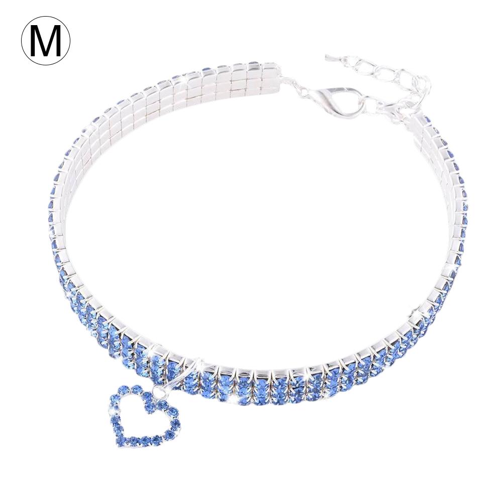 Halskjede til liten hund jente wakeu rhinestone bling krage med bein anheng katt krage: H