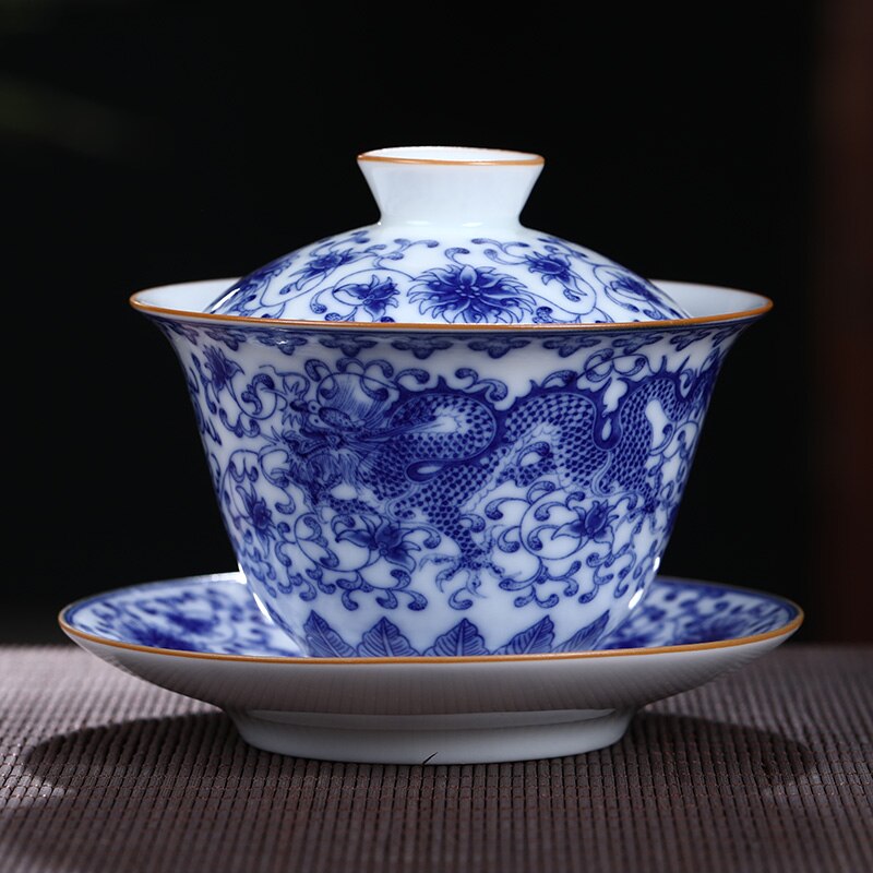 Taza de té de cerámica de Jingdezhen, tazón de té de porcelana azul y blanca hecho a mano, accesorios de té de porcelana china: A1--11.6x9.5cm