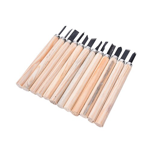 12pcs/lot Dry Wood Chisel Set Woodpecker hand Wood Carving Tools Chip Detail Chisel set Knives tool