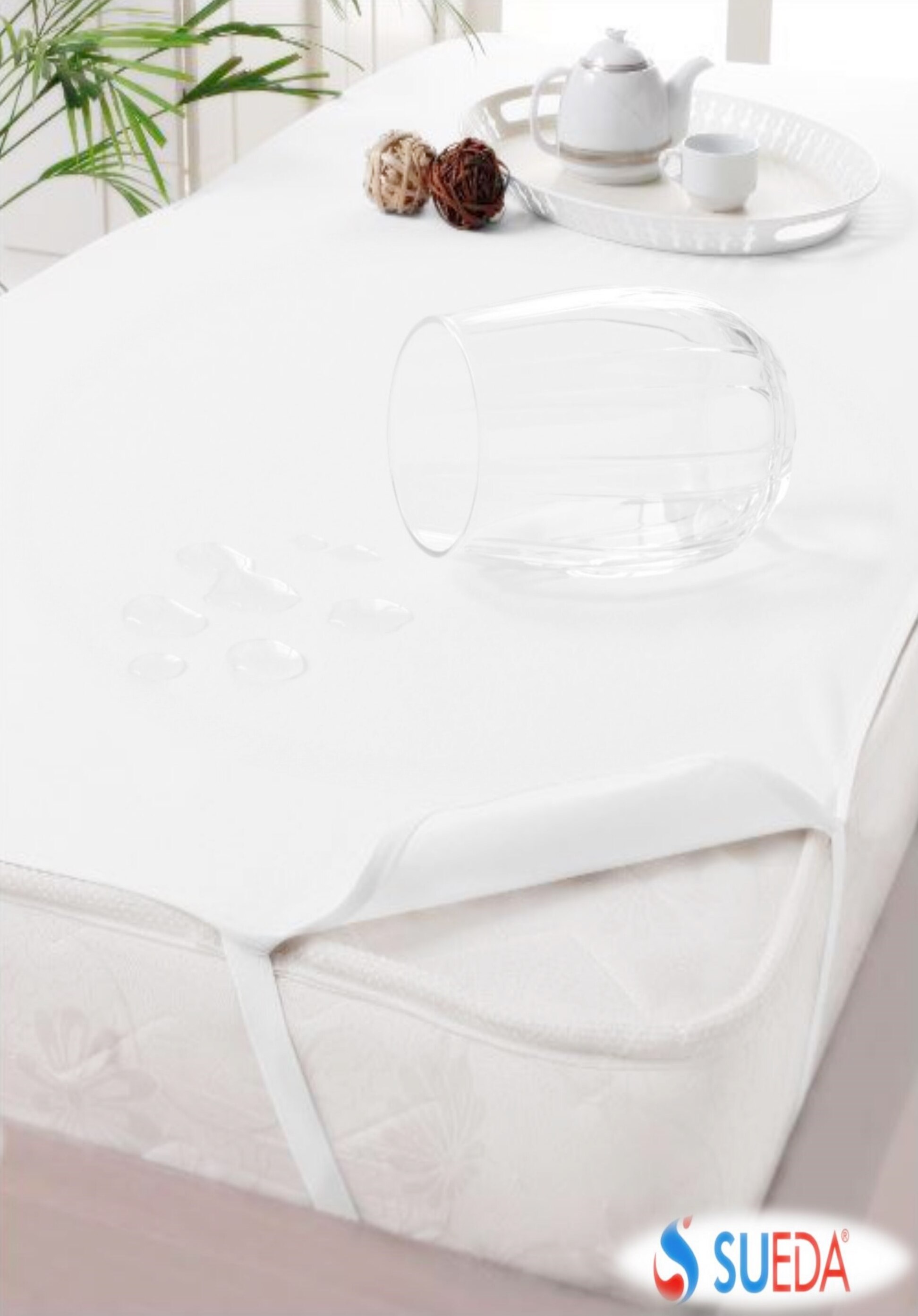 Sueda vanntett 60 x 120 cm madrassbeskytter med 4 elastiske hjørner - beskyttende laken  - 100%  bomull - pustende: misligholde tittel