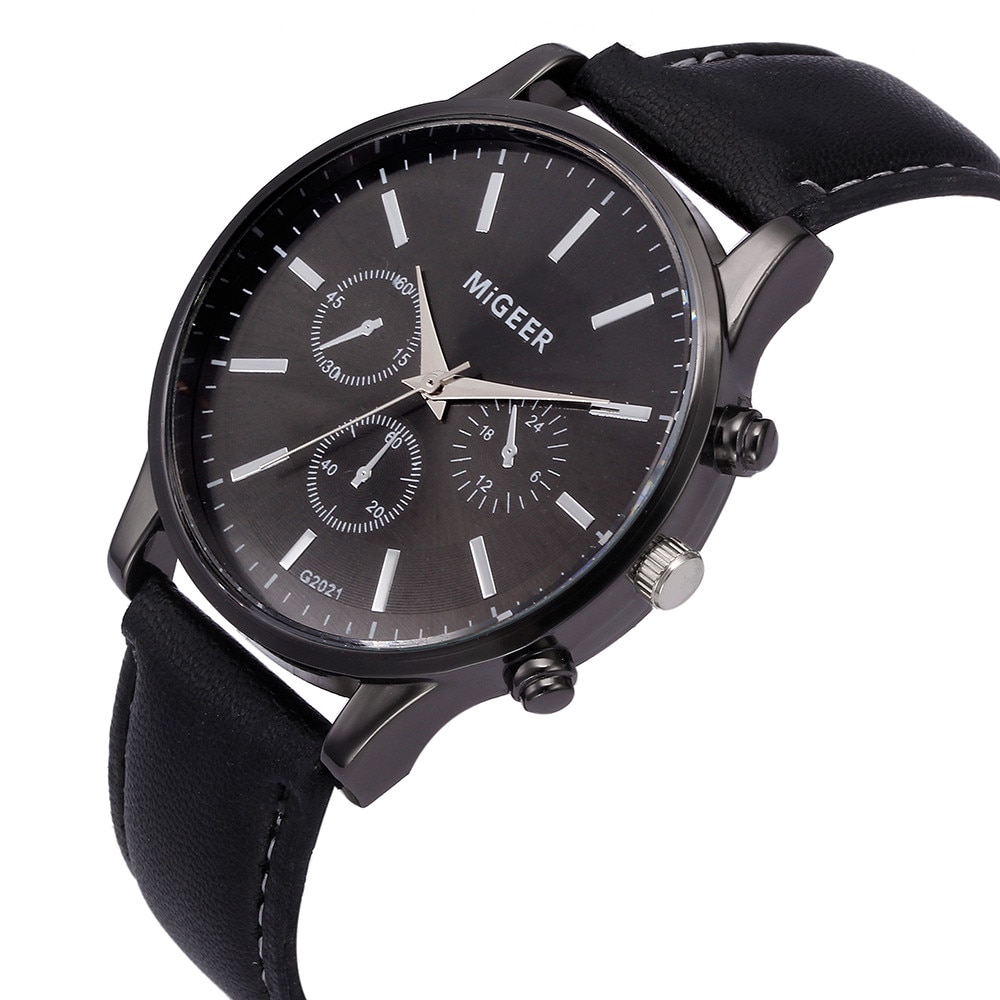 MiGEER – montre-bracelet en cuir pour hommes, rétro, alliage analogique, à Quartz, tendance, 30X