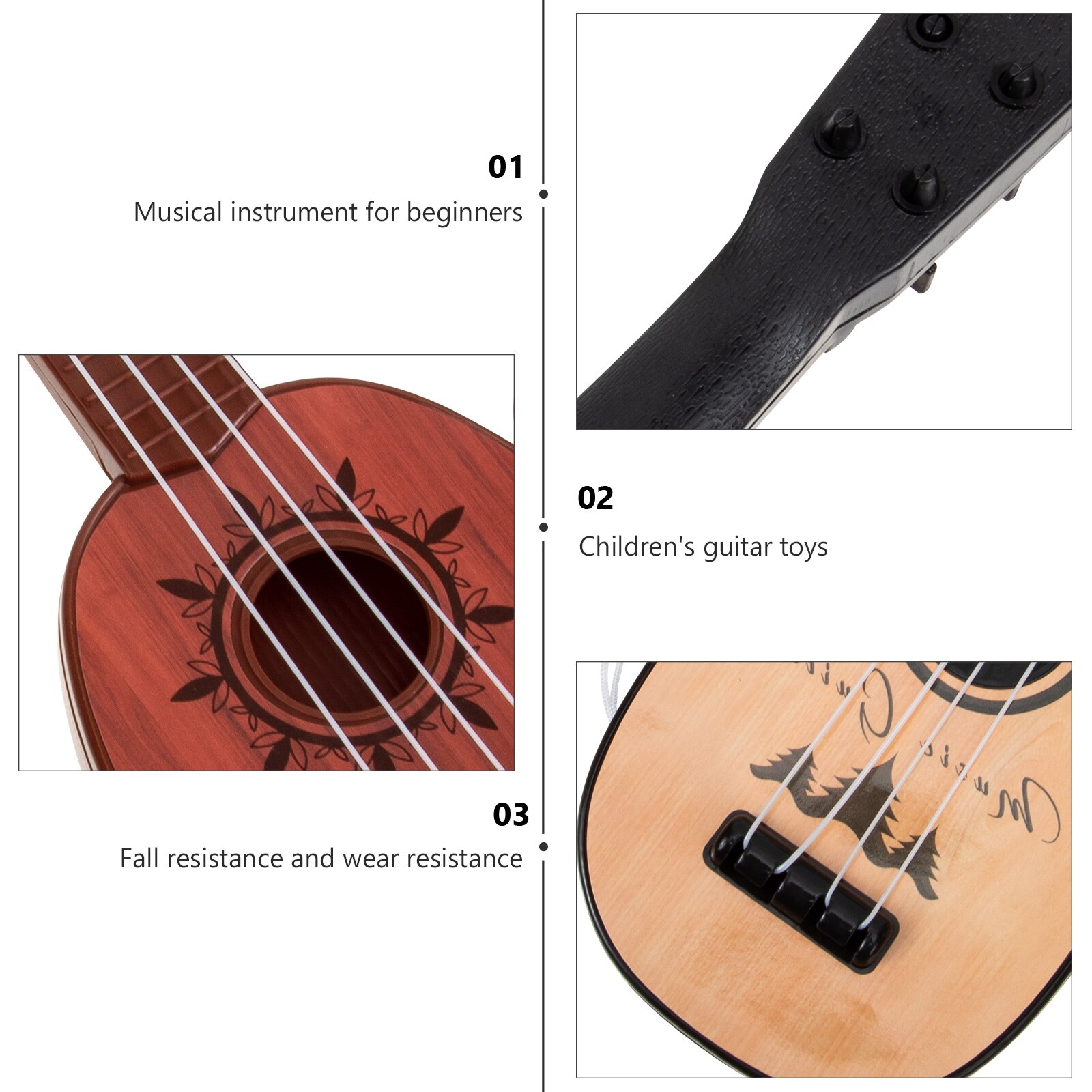 2Pcs Early Learning Ukulele Educational Instrument Mini Ukulele Kid Plaything