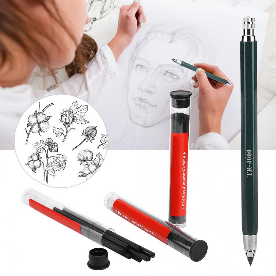 Erasable Pencil Core Painting Automatic Pencil 4.0mm Charcoal Pencil Core for Art Making pencils for school