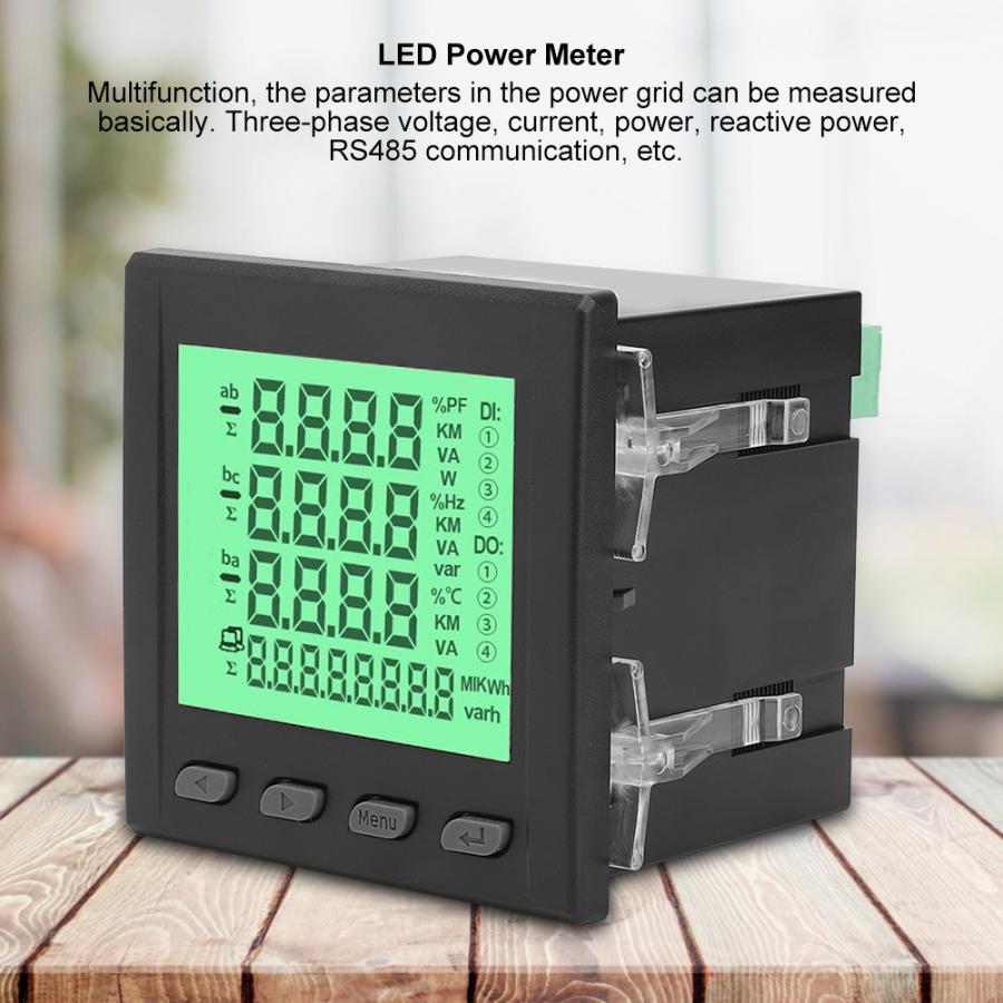 3-Phase Wattmeter Multifunctional Power Meter Digital LED Electricity Volt Power Meter Communication 220V Watt Meter