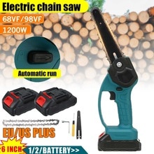 98/68V Mini Elektrische Kettingzaag 6 Inch Elektrische Kettingzaag Draagbare Elektrische Snoeizaag Elektrische Zagen Houtbewerking Met 1/2 Batterij