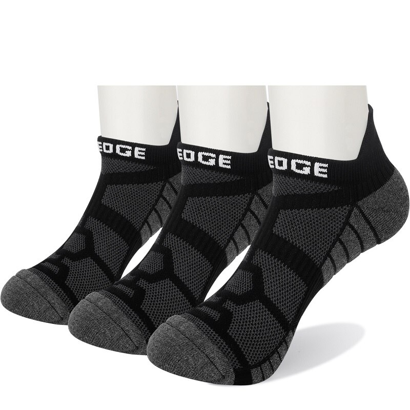 YUEDGE 3 Paare Baumwolle Kissen Auf Zeigen Lauf Socken Wicking Radfahren Knöchel Sport Socken: Blau / L(männer 6.5-9.5 US)