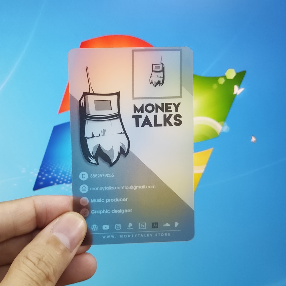 Transparent PVC business card, free , , waterproof, color printing, 0.38mm, rounded