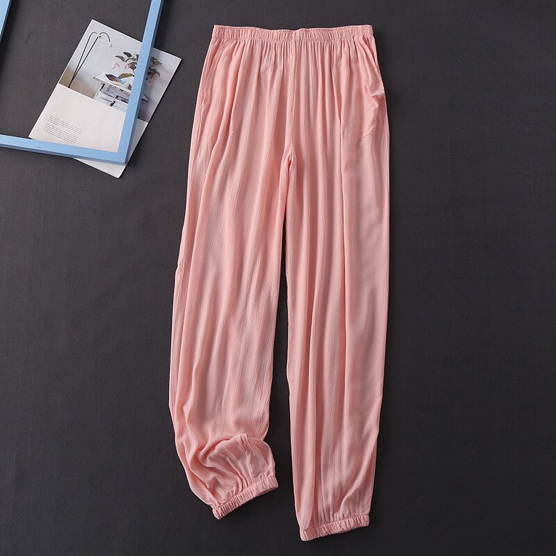 JULY&#39;S SONG Soft Comfort Sleep Pants Women Cotton Casual Loose Sleep Bottoms Lounge Women Elastic Plus Size Pants Outwear: color 01 / XXL