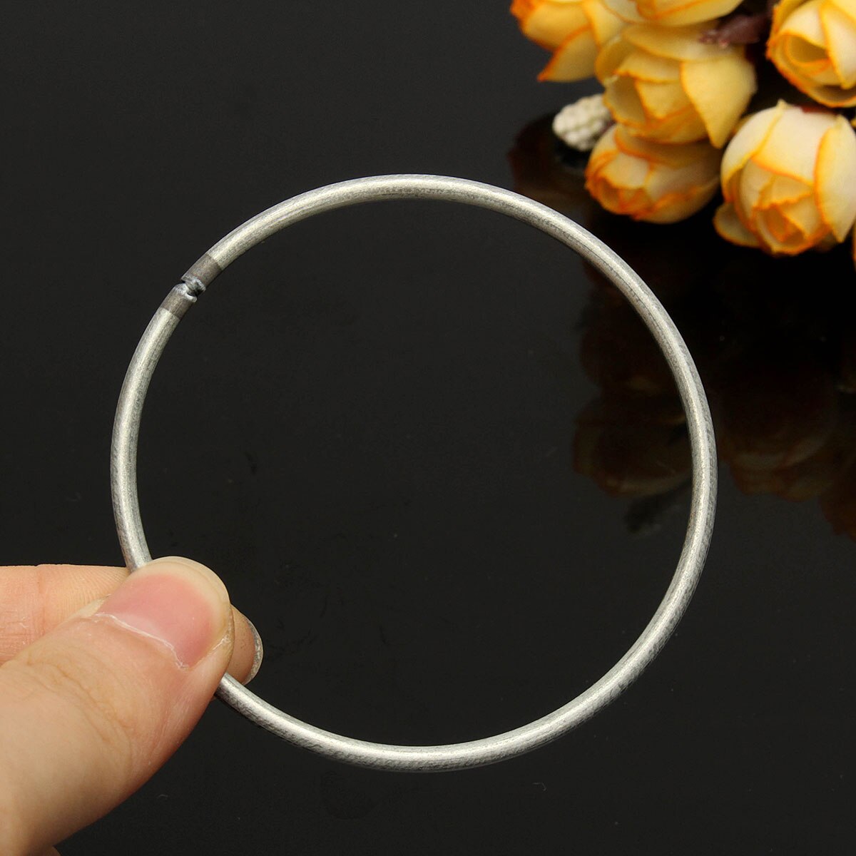 Mrosaa 1PC Dreamcatcher Round Silver Metal Hoop Ring For DIY Manual Handmade Wicker Crafts Tool Material Accessories: 65mm