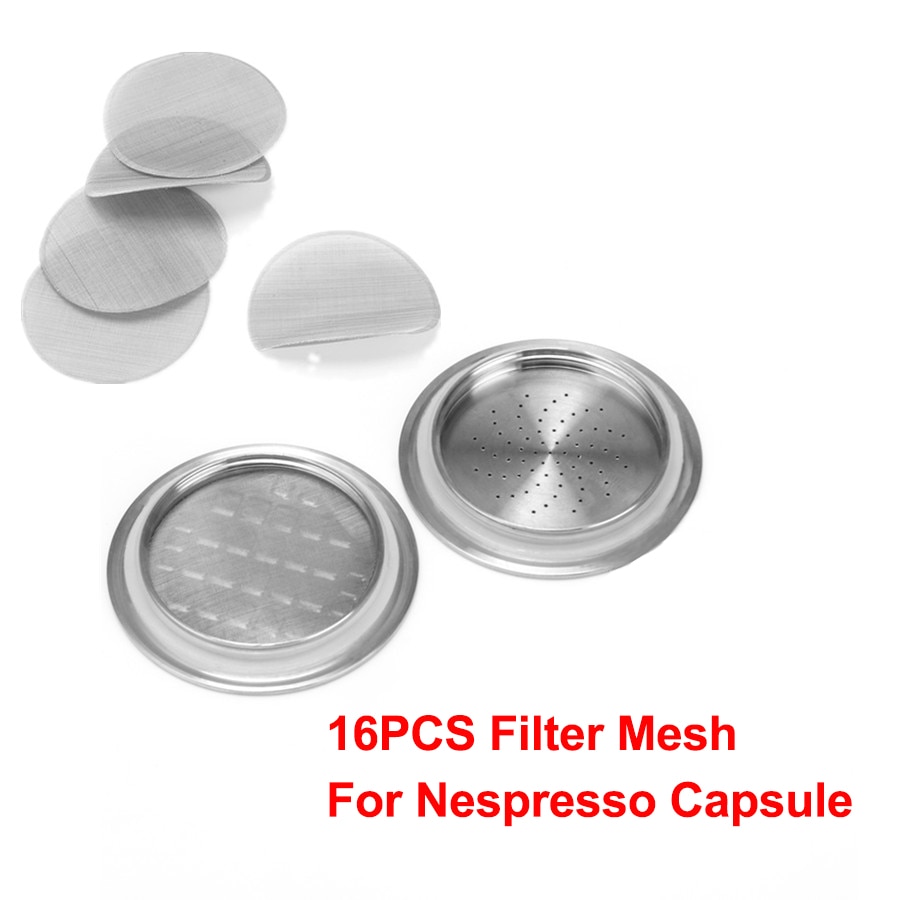 16Pcs Koffie Filter Mesh Compatibel Met Nespresso Metalen Diameter 27Mm Rvs Hervulbare Capsules Diy Koffiezetapparaat