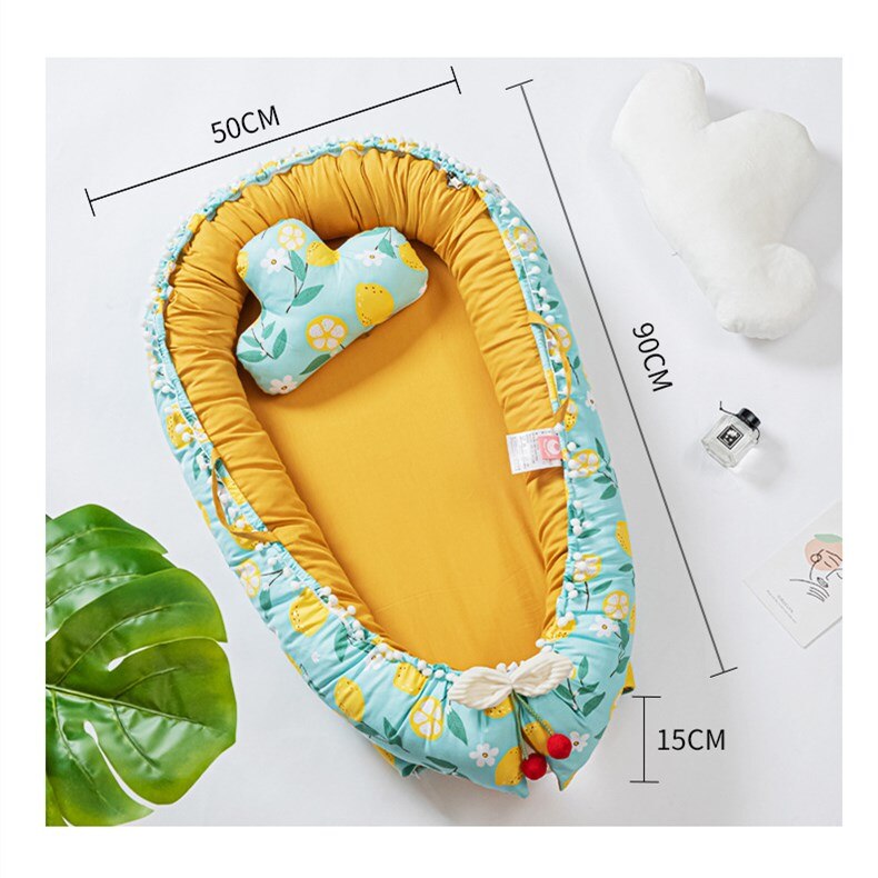 90X50cm Portable Baby Nest Crib Baby Bed Bassinet for Baby Lounger Cotton Baby Nest Co Sleeping Bed