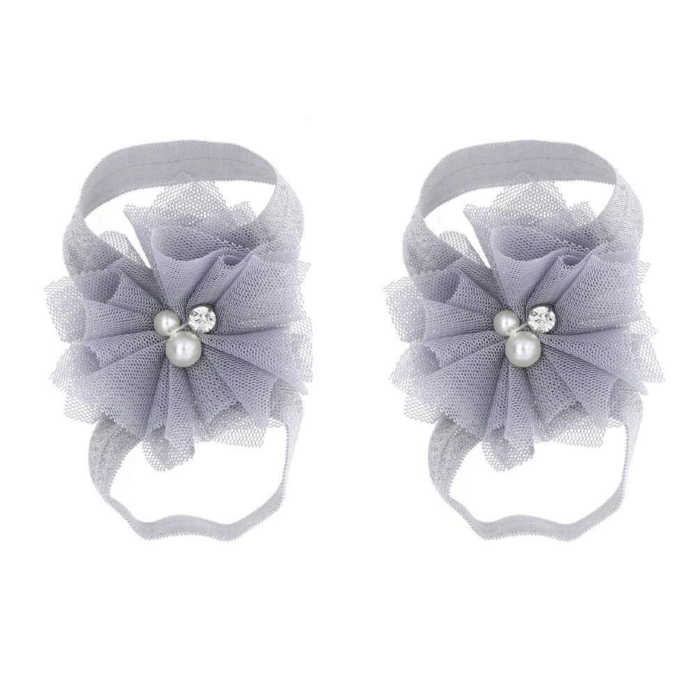 2PCS Baby foot Flower Headband Baby Girls Barefoot Sandals Hair Foot Accessories Elastic Foot Decoration Kids: 7