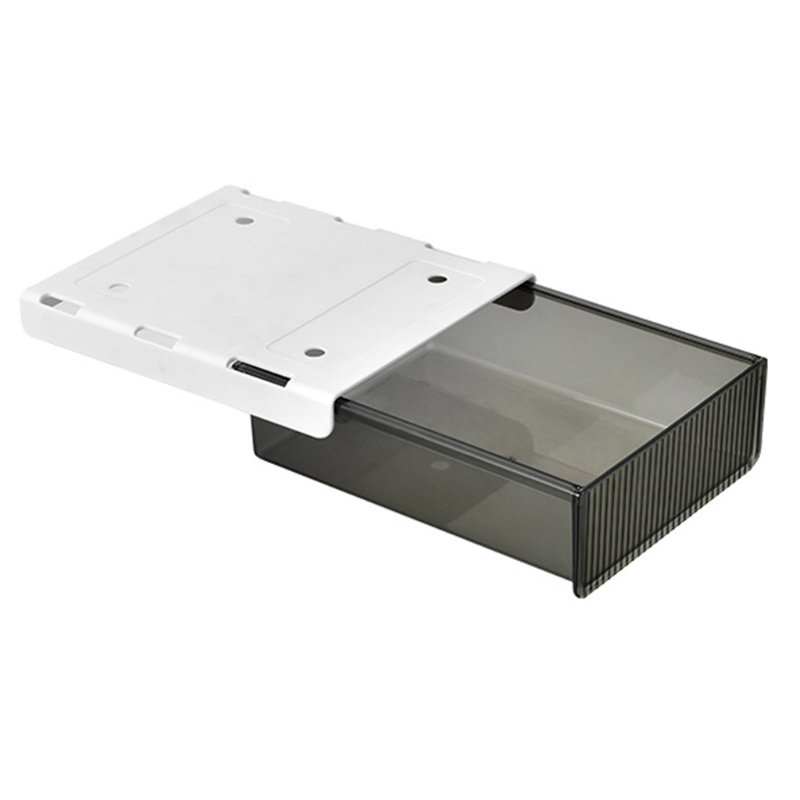 Caja de almacenamiento oculta para debajo de la Mesa, soporte autoadhesivo para lápiz, bandeja, escritorio, oficina, artículos diversos, organizador,: Negro