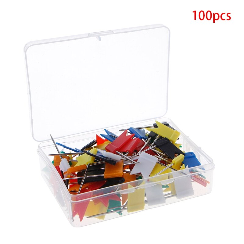 100 Pieces Mixed Color Flag Push Pins Nail Thumb Tack Map Drawing Pin Stationery