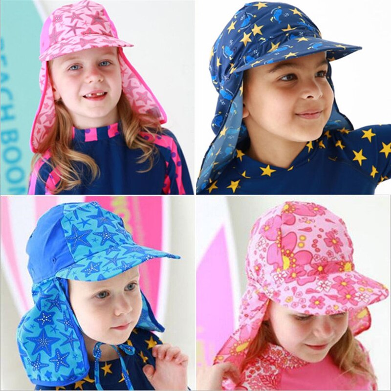 Enfants été plage UV coupe casquette 1-12 ans bébé chapeau garçons filles enfants bonnet de natation respirant cou Protection en plein air chapeau de soleil