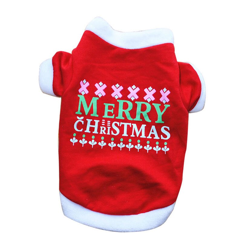 Plush Rim Puppy Dog Pets Christmas Costume Clothing Dog Sweatshirt Xmas Soft Dog Clothes Warm Cute Dog Cozy Sweater: Red / L