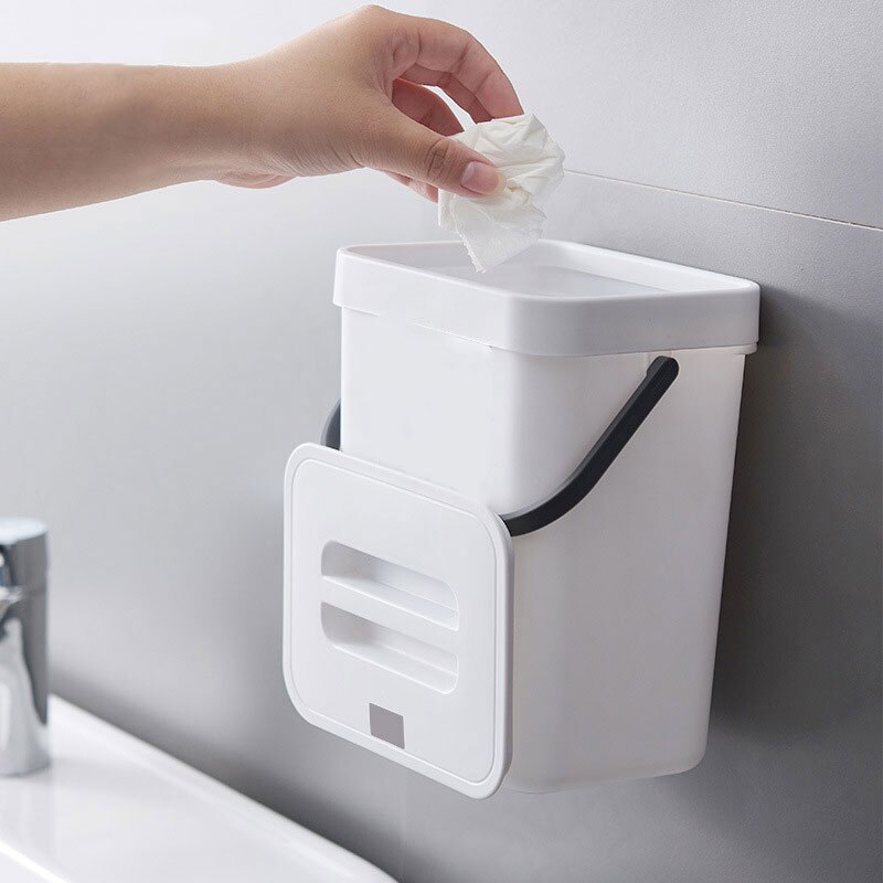 Ho Kitchen Hanging Open Cover Waste Bucket Household Living Room Bedroom Wall Hanging Portable Rectangular Trash Can SMR88