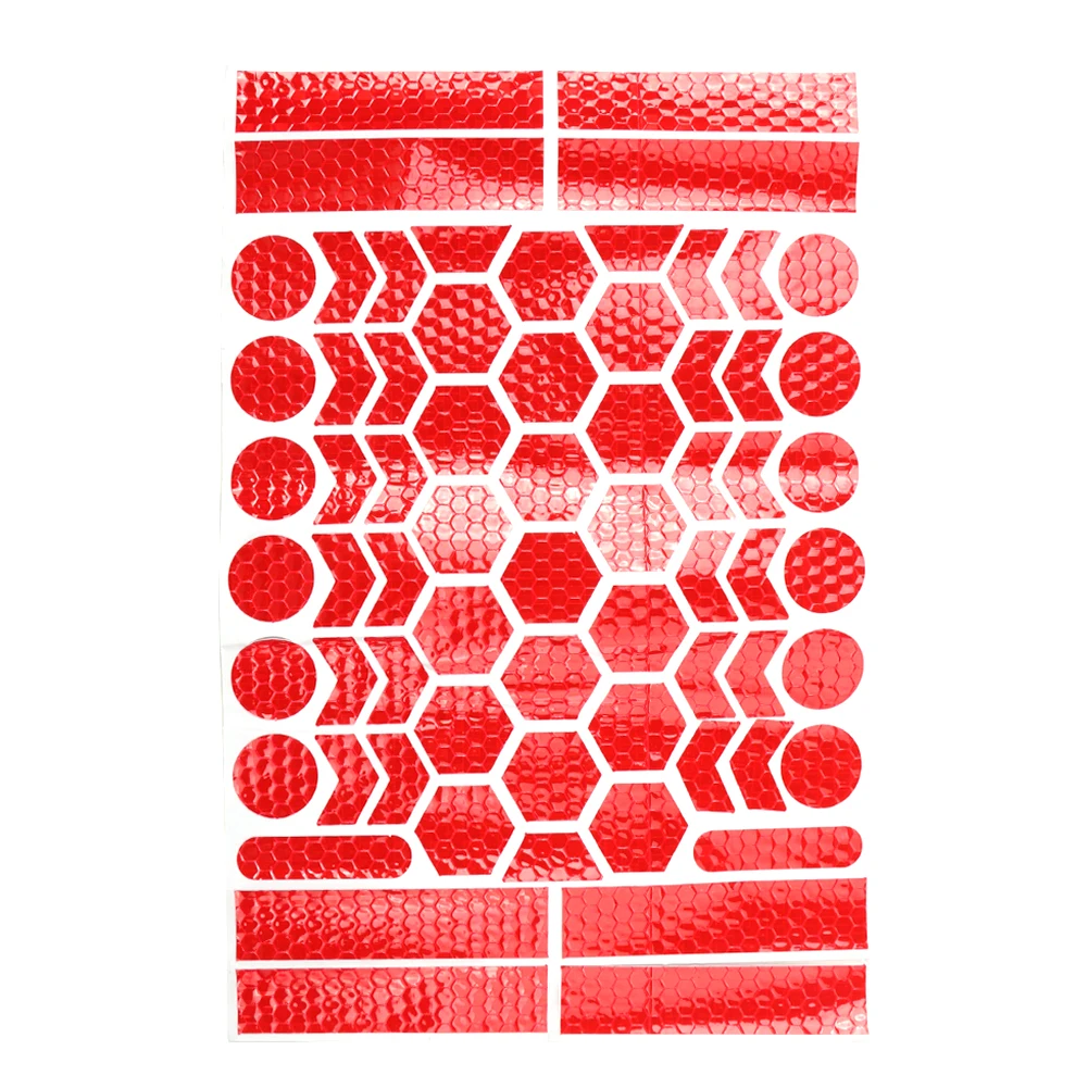 64 stks/set motorfiets sticker reflecterende zelfklevende decoratieve sticker PVC waterdichte veiligheidswaarschuwing opvallendheid helmen sticker: Rood