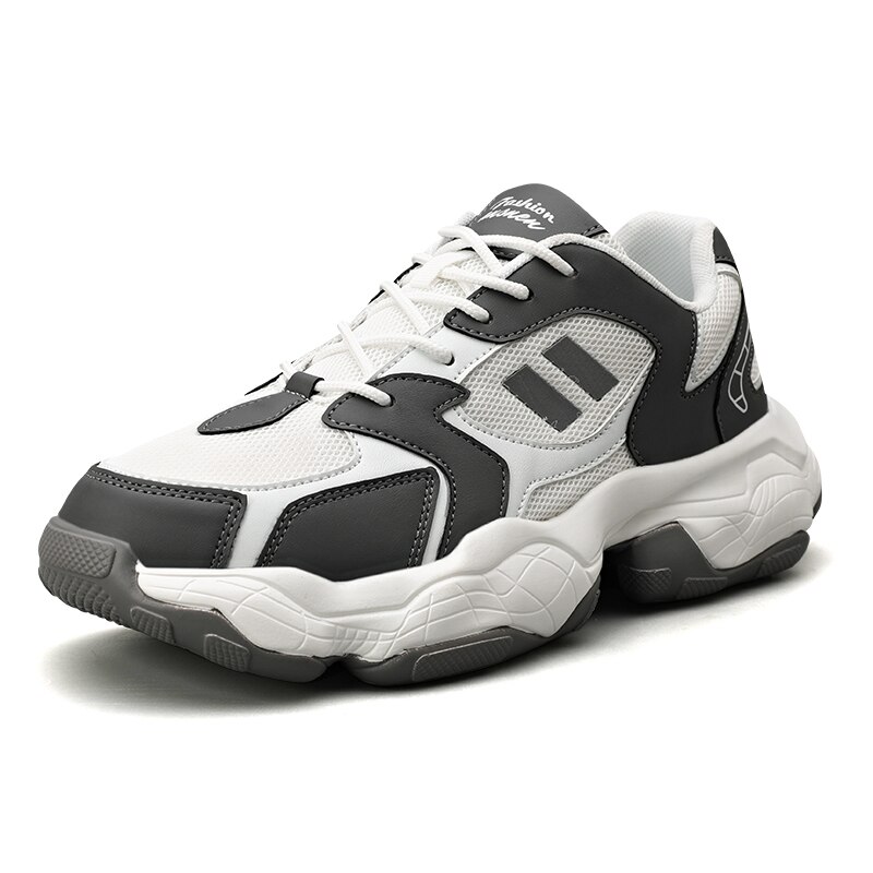Explosion Men Sneakers Flats Platform Lace-Up Casual Breathable Male Trainers Outdoor Jogging Shoes Zapatillas Hombre: Gray / 7