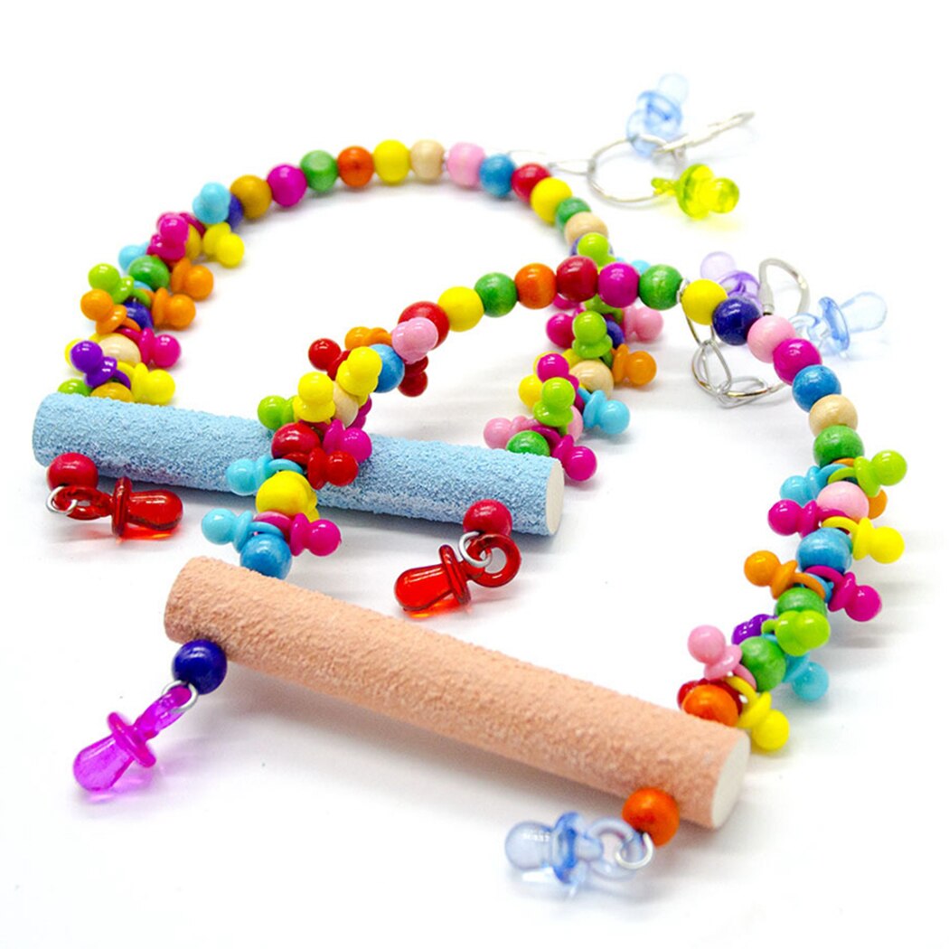 1Pcs Vogel Schommel Speelgoed Grappig Acryl Tepel Kleurrijke Kralen Papegaai Swing Baars Sthand Vogelkooi Speelgoed Papegaai Vogel levert